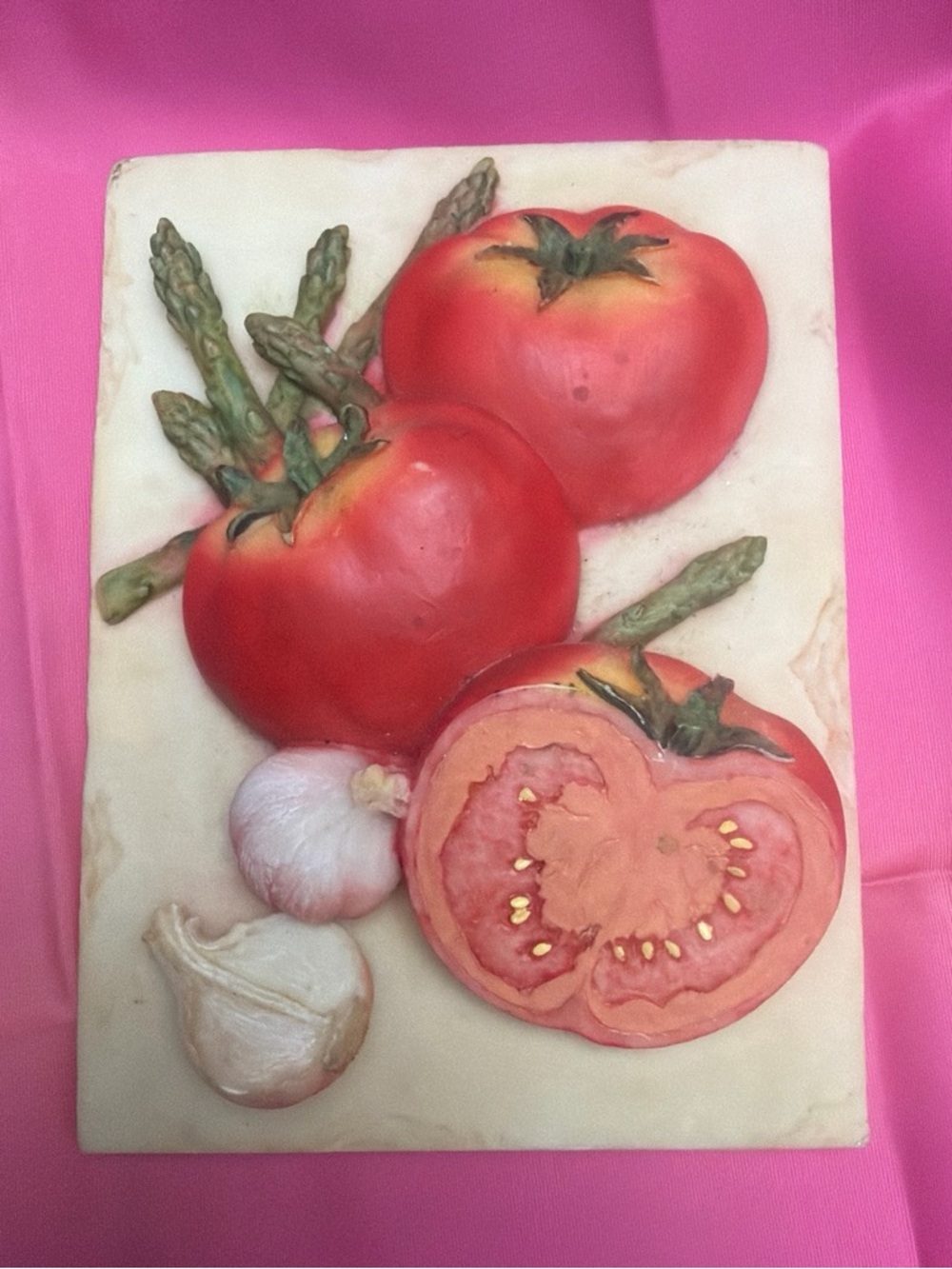 Vintage handcrafted or ceramic/resin relief picture for the kitchen